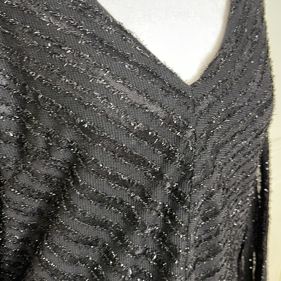 Miss Me Eyelash Metallic Mesh Top Black sparkly chevron Women’s Size Medium - Picture 5 of 11